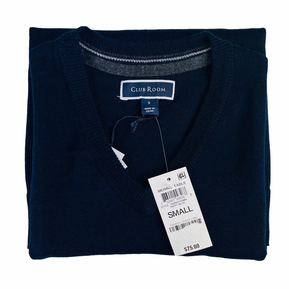 Club Room Merino Wool Blend V-Neck Men’s Sweater - Picture 8 of 8